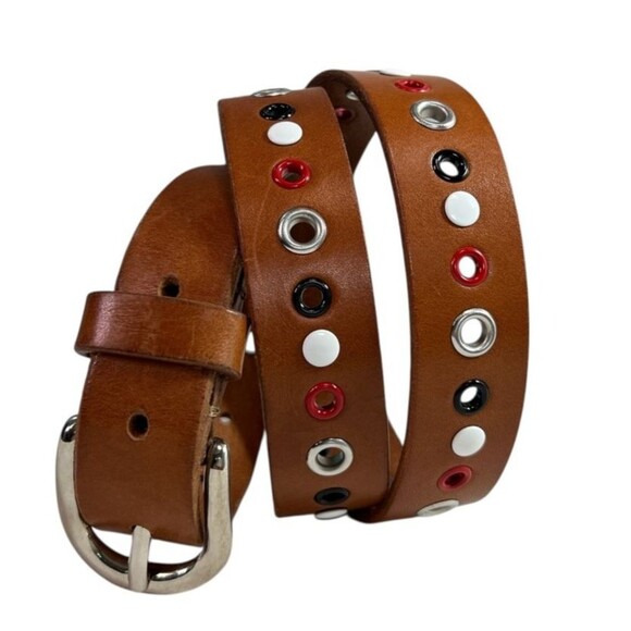 Isabel Marant Brown Leather Eyelet Belt Silver Buckle Made in Italy, Size Medium - Picture 1 of 9